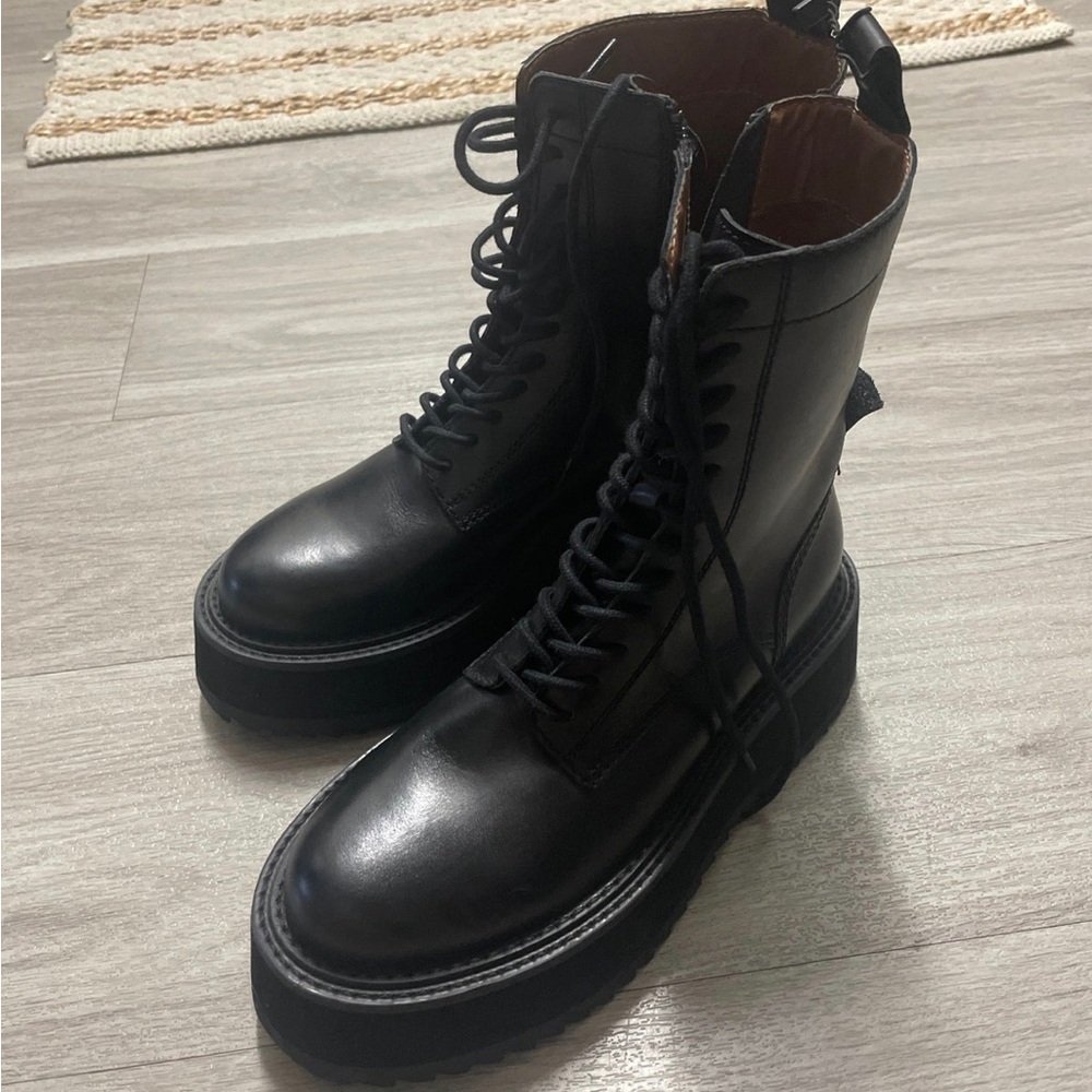 Zara combat platform boots